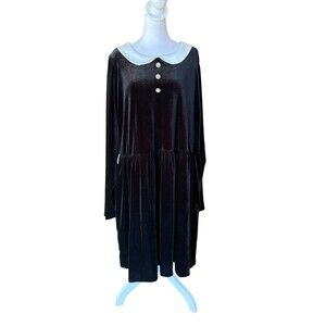 ModCloth Velvet Dress Wednesday Adams Black Skull Punk Grunge Womens 3X 4X